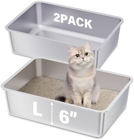 Stainless Steel Litter Box, Large Metal Litter Box 2 Pack by Futam