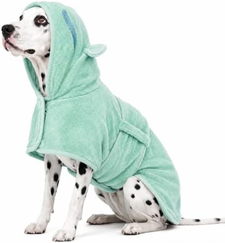 Dog Bathrobe, Fast Drying Coat, Super Absorbent Bath Towel Green XL by ADNIKIA