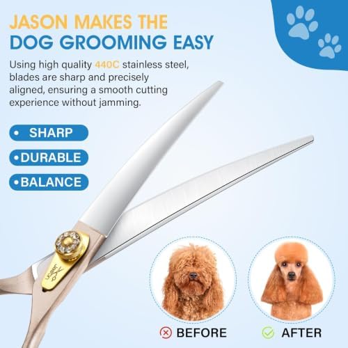JASON Curved Dog Grooming Scissors - Image 3
