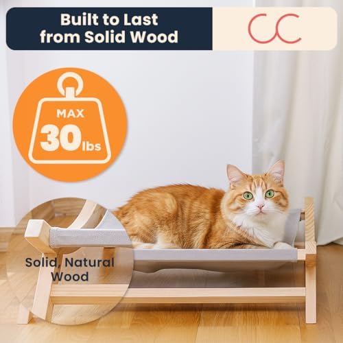 CallieCo Wooden Cat Hammock Bed Gray - Image 3