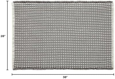 TYUU Waffle Bath Mat, Boho Bathroom Rugs Non Slip, 30x20 Grey & White - Image 2