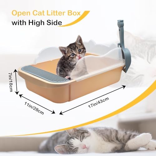 Open Cat Litter Box with High Side, Anti-Splashing Cats Litters Pan, Kitten - Image 4