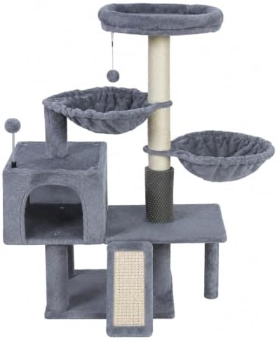 Smouatou Cat Tree with Cat Condo and Two Hammocks, Cat Tower with Scratching by Unknown