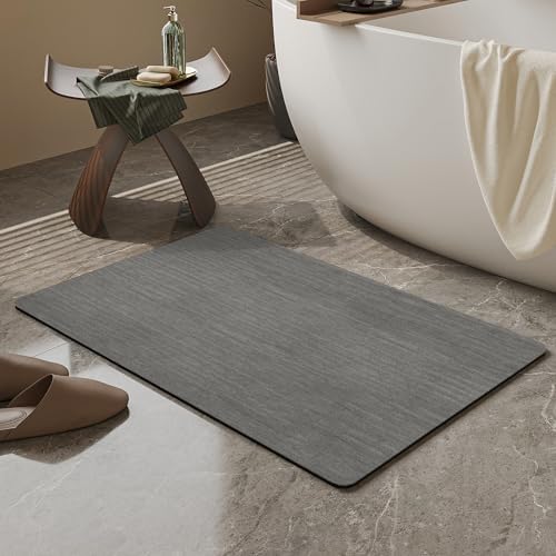Mecko Bath Mat 16"x24", Ultra Thin Bathroom Rug fit Under Door Grey by Mecko