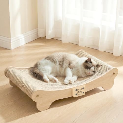 NOCOEX Sisal Cat Scratcher Bed: Wood Scratch Board Hammock by NOCOEX