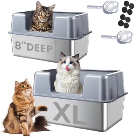 2 Pack Stainless Steel Cat Litter Box by ZOZOO