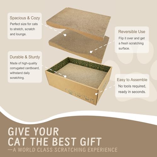 Comoney Cat Scratcher 5 Pack, Reversible Corrugated Cardboard Cat Scratch Pads - Image 4