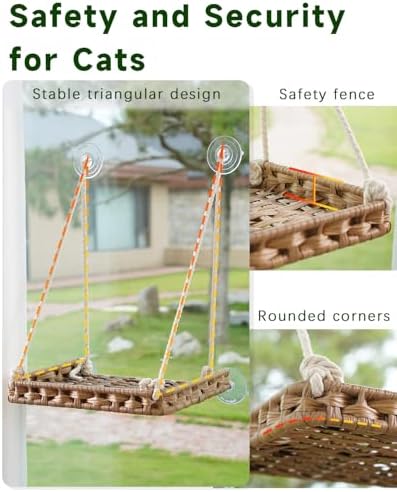 SETVSON Cat Window Perch 2 Pack, Handwoven PE Rattan Hammock - Image 4