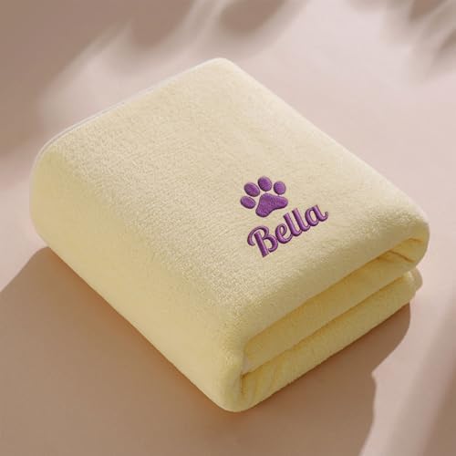 Personalized Pet Towel, Custom Embroidered Name Dog Towel, Super Absorbent by Colifolu
