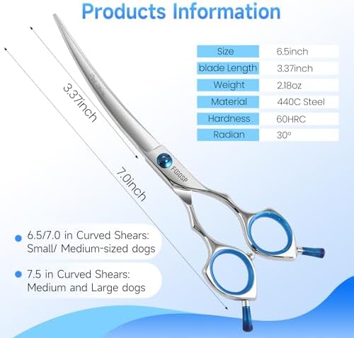 Curved Dog Grooming Scissors 7 in Curve Shears - Image 5