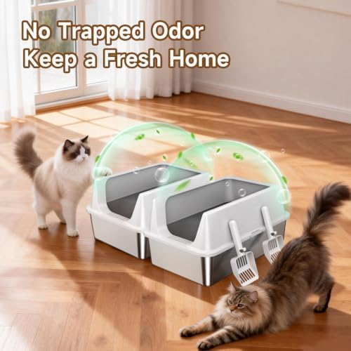 2 Pack XL Stainless Steel Litter Box - Image 5
