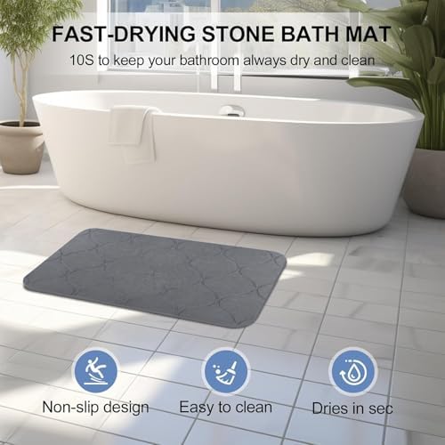 Stone Bath Mat Diatomaceous Earth Shower Mat Non-Slip Super Absorbent Quick - Image 3