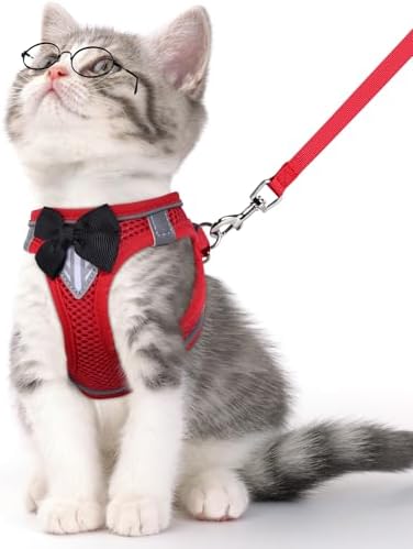 Cat Vest Harness and Leash Set, Escape Proof Kitten Harness Red XS by NCMAMA