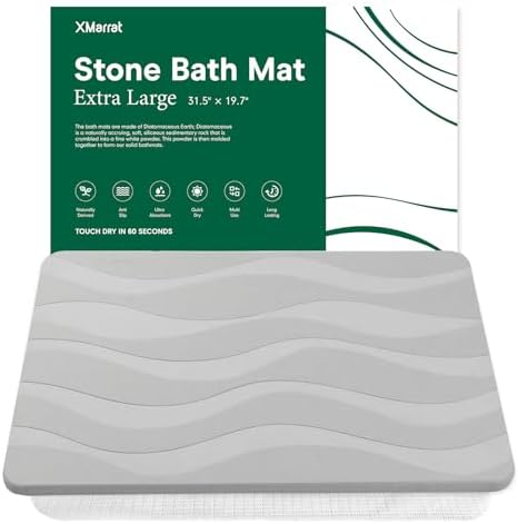 XMarrat Extra Large Stone Bath Mat, Diatomaceous Earth Mat, 31.5"x19.7" by XMarrat