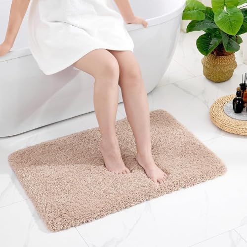 Disolla Beige Bathroom Rugs 24x36, Non-Slip Plush Thick Bath Mat by Disolla