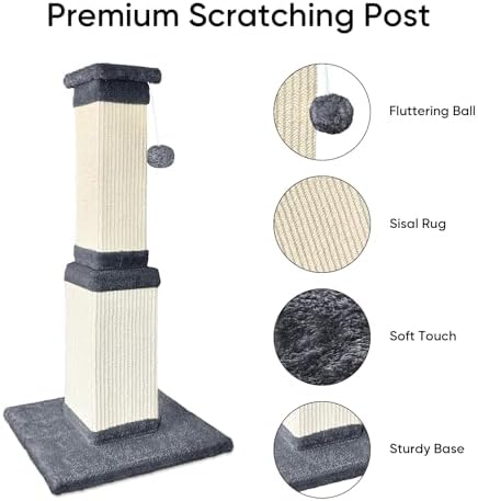Cat Scratching Post for Indoor Cats, 32Inch Sisal Cat Scratcher - Image 2