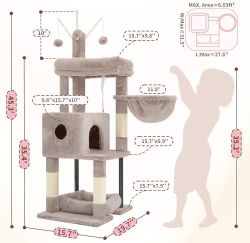 Heybly Cat Tree, 45.3" Cat Tower - Image 3
