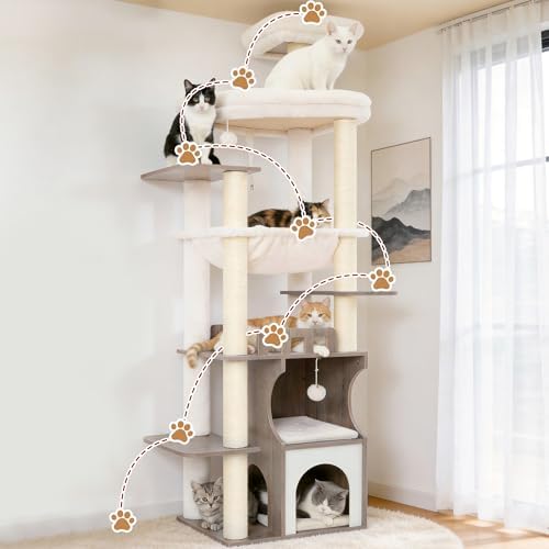 Gitelsnour Modern Cat Tree Tower, 2-Layer Condo & Perch, Big Hammock 102SG - Image 7