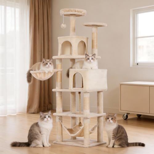 Cat Tree, 68-Inch Cat Tower for Indoor Cats, Plush Multi-Level Cat Condo - Image 2