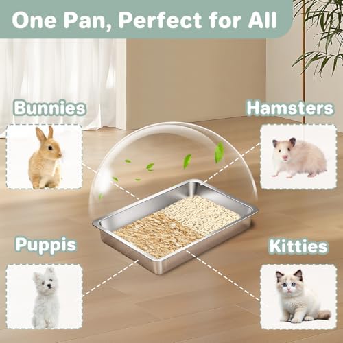 2 Pack Low Entry Stainless Steel Cat Litter Boxes, Metal Shallow Litter Box - Image 5