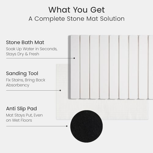 Meowoo Foldable Stone Bath Mat, 15.7" x 11.8" Diatomaceous Earth Mat - Image 3