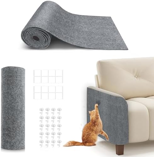 78.7"x15.8" Cat Scratch Furniture Protector, Self-Adhesive Scratch Mat Grey by BumaiGo