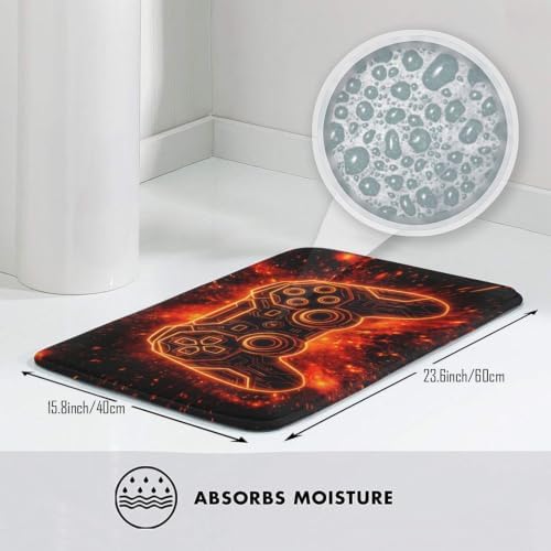Game Joystick Gaming Bath Mat 24x16 Inch Non-Slip Soft Microfiber Bathroom Rugs - Image 5