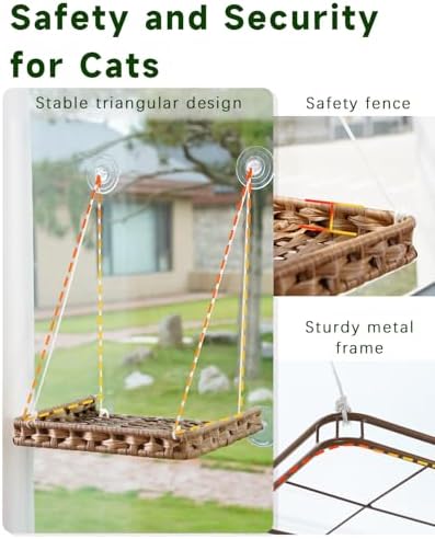 SETVSON Cat Window Perch 2-in-1 Cat Window Hammock Bed, Wall Shelves - Image 6
