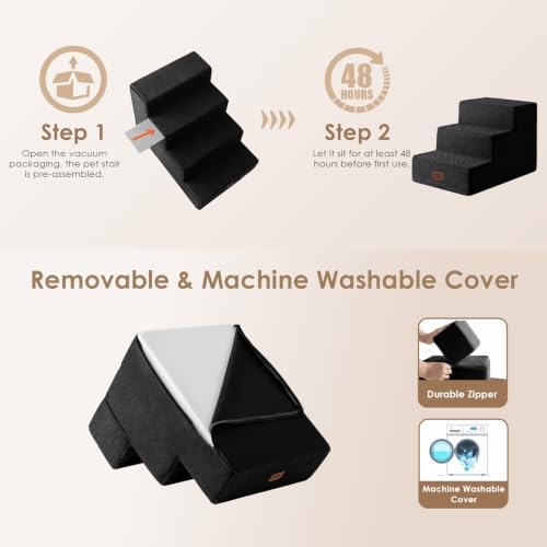 EHEYCIGA Dog Stairs 13.5" H, 3-Step Extra Wide Dog Steps - Image 6