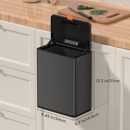 Mbillion 2.1 Gal Brushed Black Hanging Stainless Steel Compost Bin - Image 6