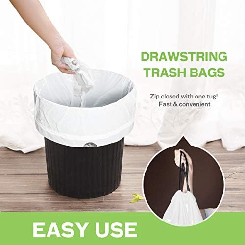 4 Gallon 320 Counts Strong Drawstring Trash Bags Garbage Bags by Teivio - Image 4