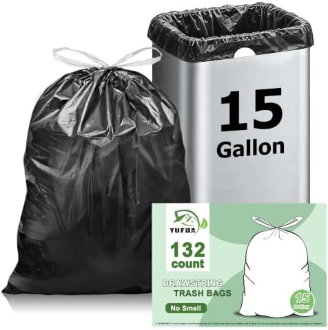 15 Gallon Trash Bags Drawstring by YUFDA