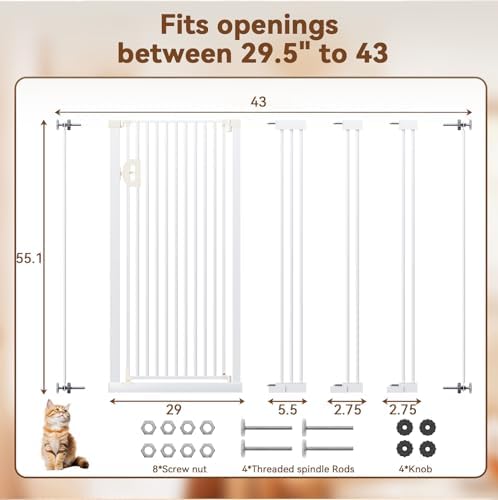 Fldofaves Extra Tall Pet Gate, Pressure Mounted Auto Close Dog Gate, Ultra - Image 3