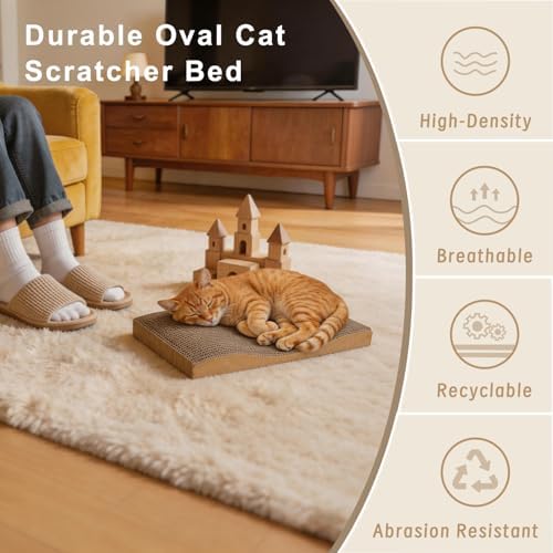 Comoney Cat Scratcher 5 Pack, Reversible Corrugated Cardboard Cat Scratch Pads - Image 7