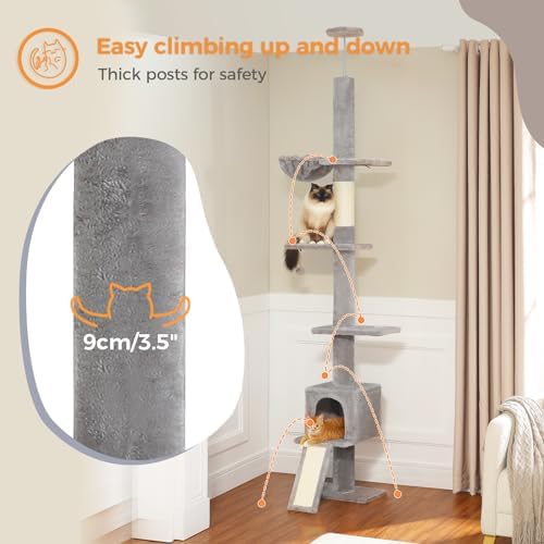 PEQULTI Floor to Ceiling Cat Tree, Adjustable 83-108in 5-Level Tower - Image 5