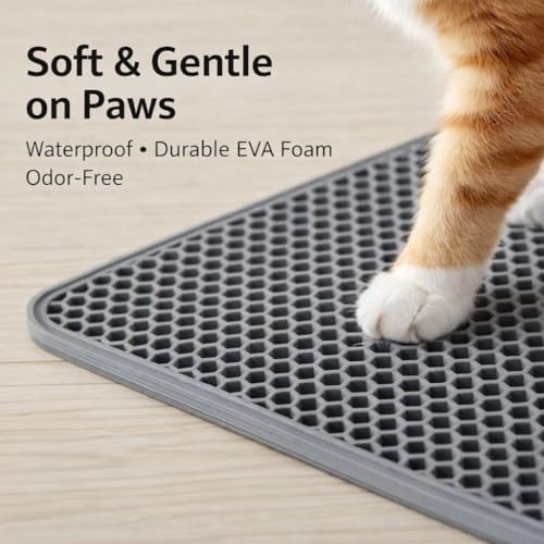 Cat Litter Mat – Large 24x36 Double Layer Honeycomb Litter Trap, Waterproof - Image 6