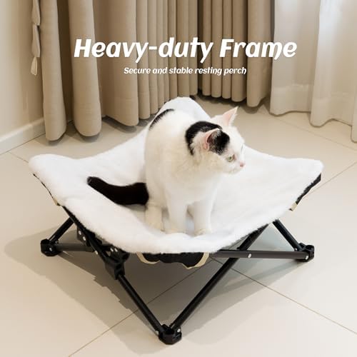 PETKARAY Foldable Cat Hammock Bed, Elevated Fluffy Kitty Lounge Furniture - Image 4
