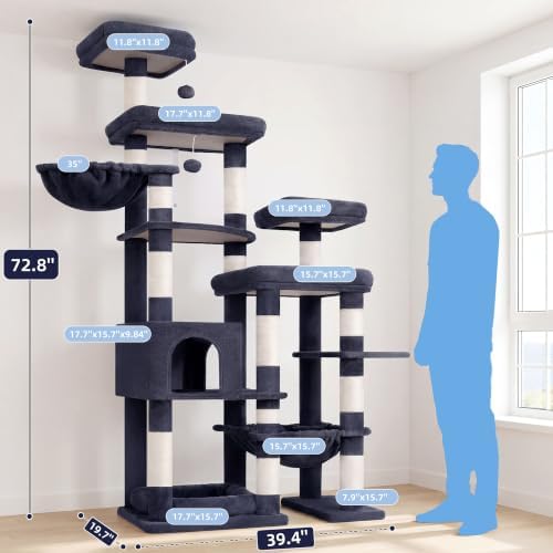 Hey-brother Cat Tree Tower, Wide Base, 5 Platforms - Image 2