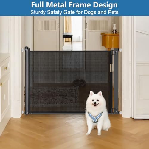 Malier Retractable Dog Gate, 29-42" No Drilling Pressure Mounted Mesh Dog Gate - Image 6