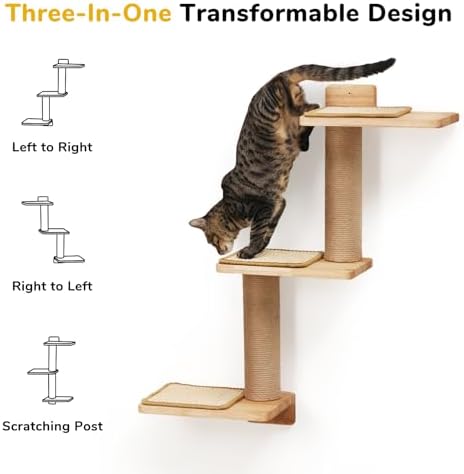 FUKUMARU Cat Wall Shelves, 3 in 1 Transformable Cats Scratching Post - Image 5