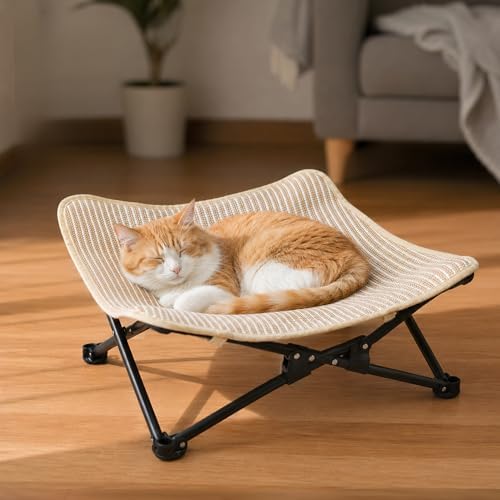 PETKARAY Foldable Cat Hammock Bed, Elevated Sisal Scratching Lounge by PETKARAY