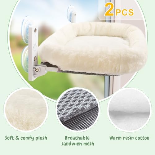 Sunhoo 2PCS Cat Window Perch Hammock Cordless Kitty Sunny Bed Seat Window Sill - Image 2