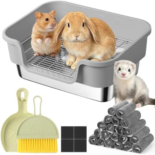 Stainless Steel Rabbit Litter Box, Sifting Bunny Litter Box by Yuoaes