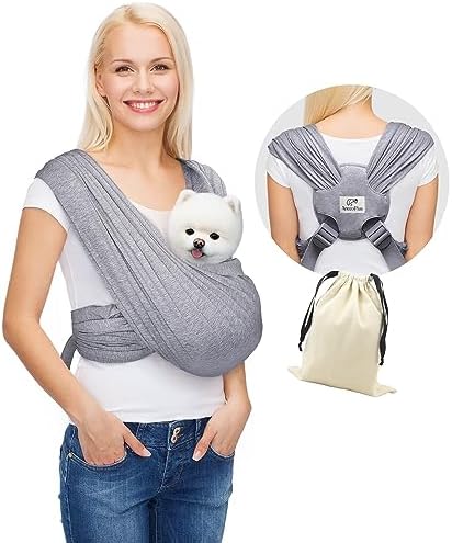 AnccoPlus Small Dog Sling Carrier, Hands-Free, Heather Gray by AnccoPlus