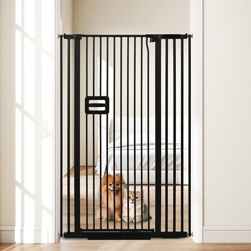 55'' Extra Tall Cat Gate, 34.2"-38.2" Wide Auto Close Tall Pet Gate by HIDOG