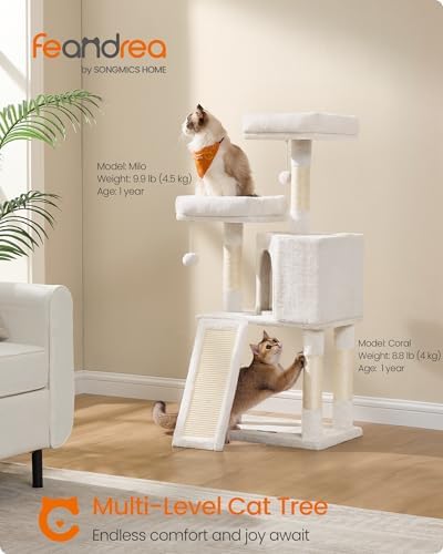 Feandrea Cat Tree, 45.3-Inch Cute Cat Tower, Plush Climbing Condo - Image 2