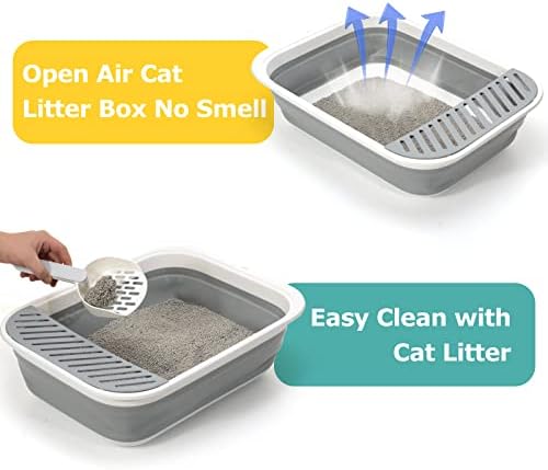 Foldable Cat Litter Box, Large Height-Adjustable Anti-Splash Open Air Kitty - Image 4