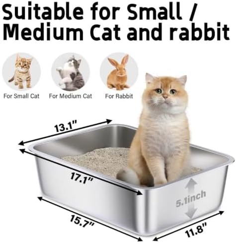 Small Stainless Steel Litter Box, Metal Litter Box - Image 2