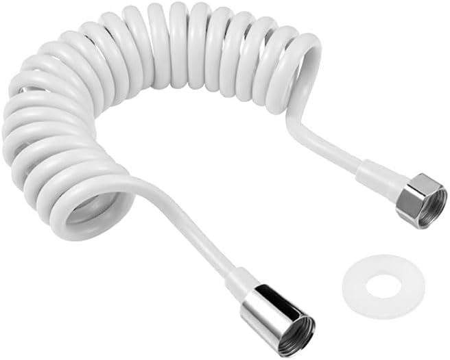 White, Shower Hose with Telescopic Spring and Water Hose Tape by Unknown