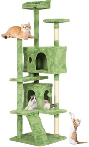 BestPet | 70" Cat Tree Tower | Green | Sturdy Multi-Level Cat Tree by BestPet
